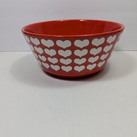 Waechtersbach Red White Ceramic Heart Serving Bowl Large 3 Rows Hearts Vintage - Picture 2 of 13